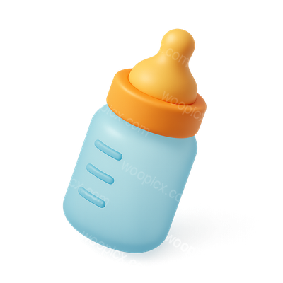 3D Baby Bottle Icon with Volumetric Design
