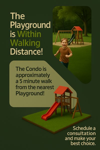 Promotional Graphic Highlighting Nearby Playground Access