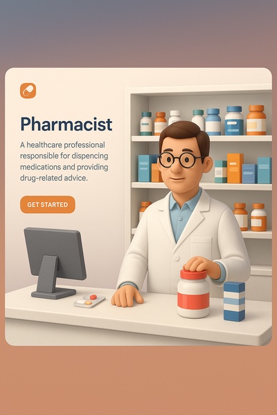 Detailed 3D Illustration of a Pharmacist in a Pharmacy
