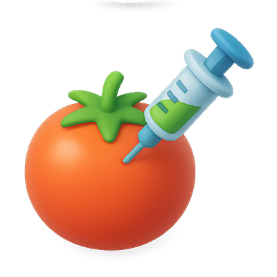 Illustration of a Tomato with a Syringe