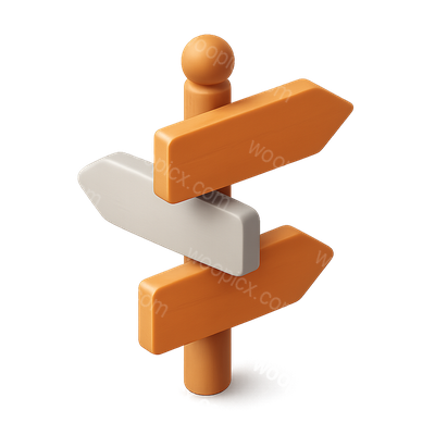 Stylized 3D Signpost Icon with Directional Arrows
