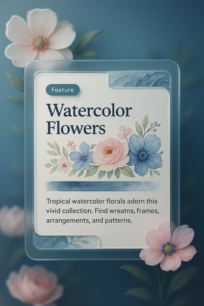 Vibrant Tropical Watercolor Floral Design with Feature Block