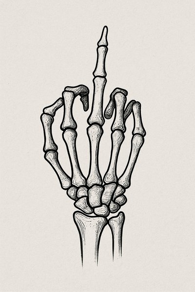 Illustration of a Skeleton Hand with a Gesture