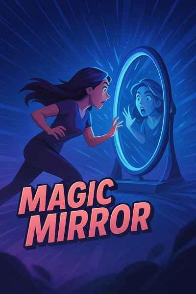 Dynamic Magic Mirror Illustration with Engaging Colors