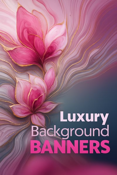 Luxurious Marble Texture with Pink Petals and Gold Accents