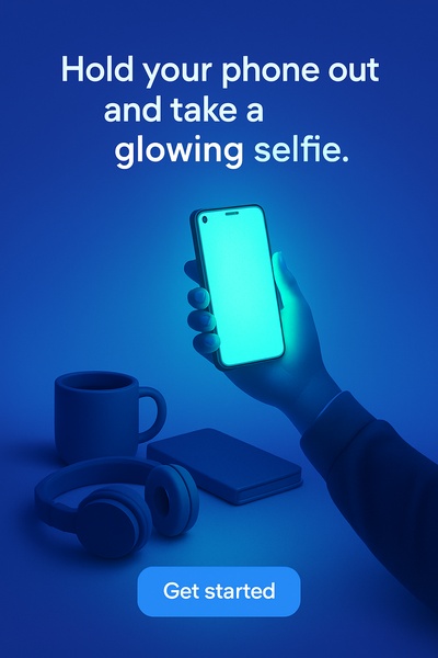 Glowing Selfie Concept with Phone in Hand