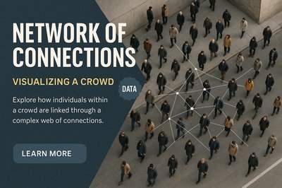 Aerial View of a Crowd with Network Connections