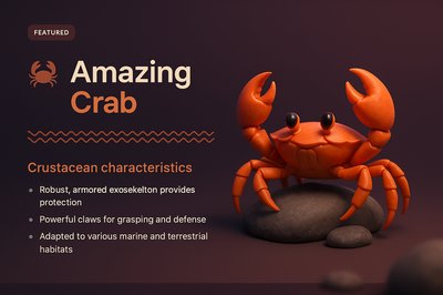 3D Illustration of an Amazing Crab with Features Highlighted