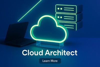 Cloud Architect Design with Neon Elements and Server Imagery