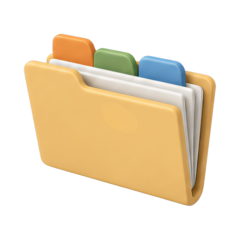 Organized folder with tabs