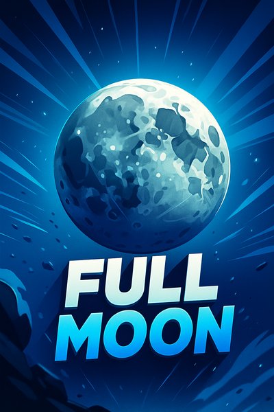 Dynamic Full Moon Illustration with Bold Typography