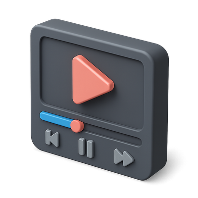 Stylish 3D Video Player Icon with Isometric Design