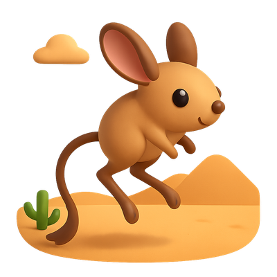 Cute Cartoon Mouse Jumping in Desert