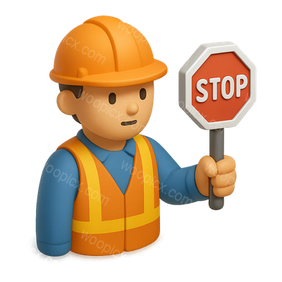 3D Traffic Controller Icon with Stop Sign