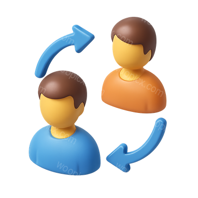 3D Icon Representing Connection Between Two People