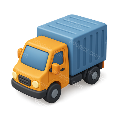 3D Delivery Truck Icon with Container in Isometric View
