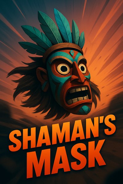 Dynamic Shaman's Mask Illustration with Vibrant Colors