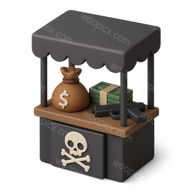 3D Black Market Icon with Isometric Design