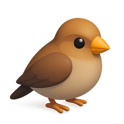 3D Finch Icon in Isometric View with Volumetric Design