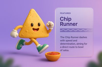 3D Illustration of a Chip Runner with Transparent Glass Effect