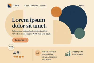 Modern Landing Page Design Concept with Geometric Elements
