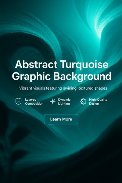 Abstract Turquoise Graphic Background with Swirling Shapes