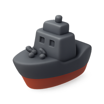 3D Render of a Tugboat Toy Model