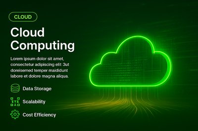 Modern Cloud Computing Concept Graphic with Neon Effects
