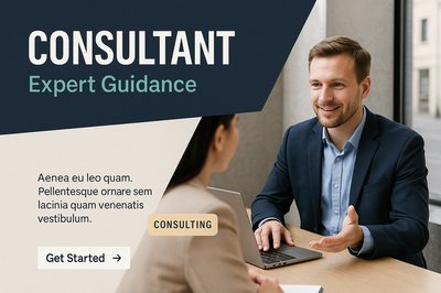 Professional Consultant Image with Engaging Design Elements