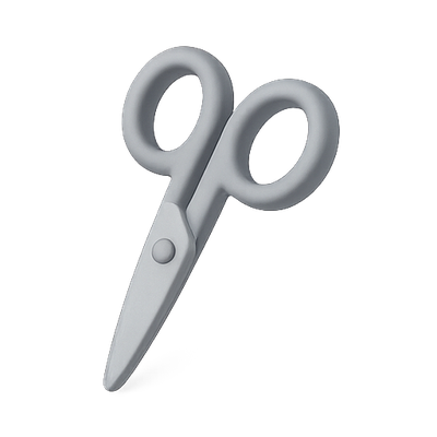 Realistic 3D Illustration of Gray Scissors