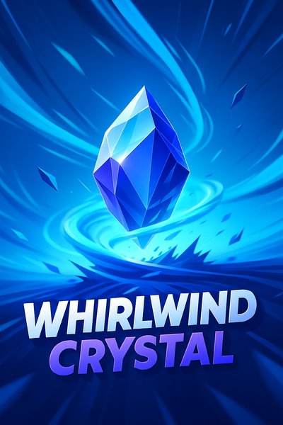 Dynamic Whirlwind Crystal Illustration with Bold Text