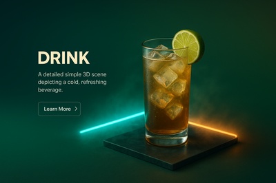 3D Realistic Scene of a Refreshing Neon Drink