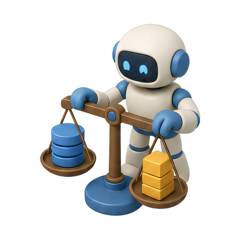 robot weighing data with scales