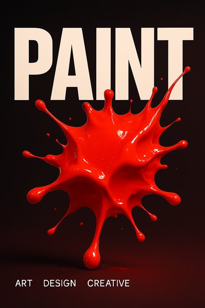 Bold Red Paint Splash Against Dark Background