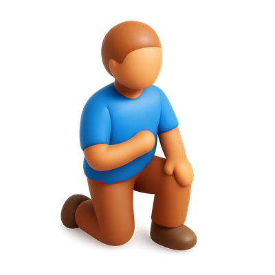 3D Icon of a Person Kneeling in Isometric View