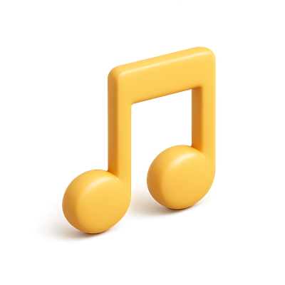 Stylized 3D Musical Note Icon with Volumetric Effect