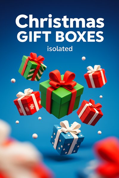 Dynamic 3D Christmas Gift Boxes Illustration