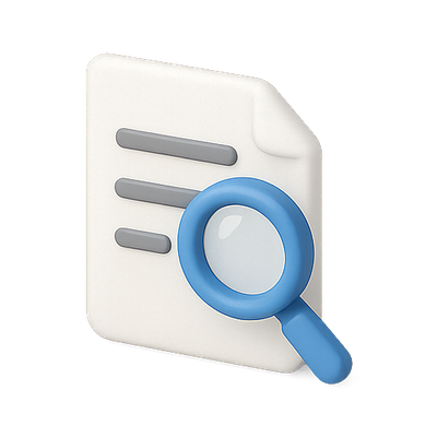 Document Icon with Magnifying Glass for Search Functionality