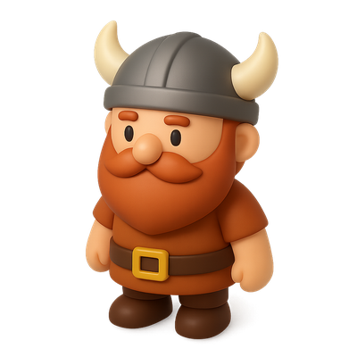 3D Dwarf Icon with Isometric View and Volumetric Design