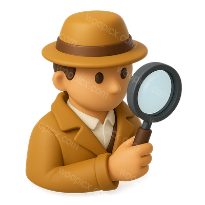 3D Inspector Icon in Isometric Style with Transparent Background