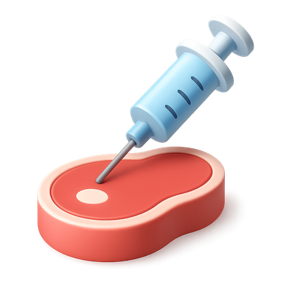 3D Steak with Syringe Icon Design for Culinary Themes