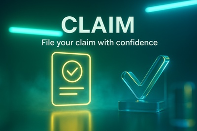 Vibrant Neon Claim Advertisement with Transparent Elements