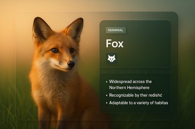 Elegant 3D Illustration of a Fox with Integrated Design Elements