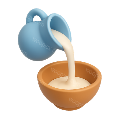 3D Icon of Liquid Pouring into a Bowl with Isometric View