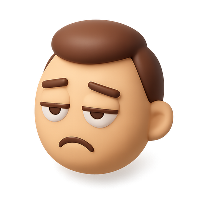 3D Icon Representation of a Bored Character Face