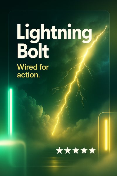 Neon Lightning Bolt Design for Action Promotion