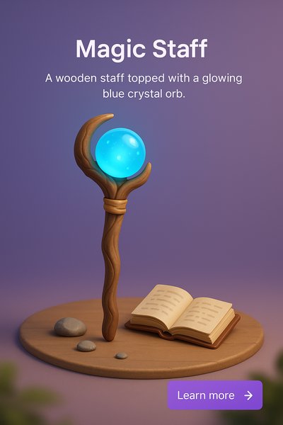 Detailed 3D Illustration of a Magic Staff with Crystal Orb