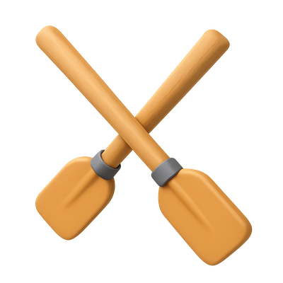 3D Icon of Crossed Rowing Oars with Volumetric Detail