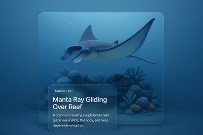 Manta Ray Gliding Over Reef in a 3D Illustration