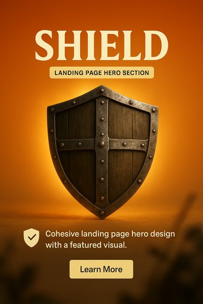 Hero Section Design Featuring a Shield for Landing Pages